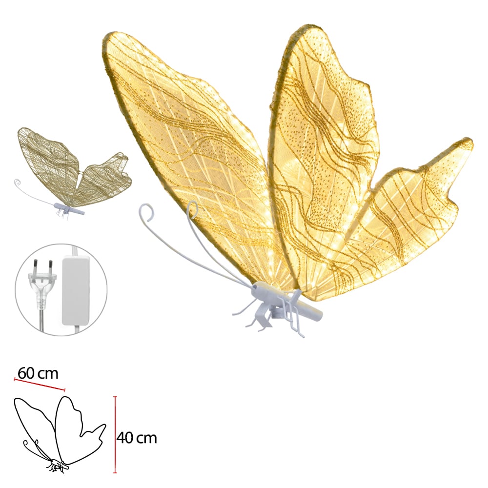 LUZ DECOR BORBOLETA BIVOLT (BRANCO QUENTE) 60cm