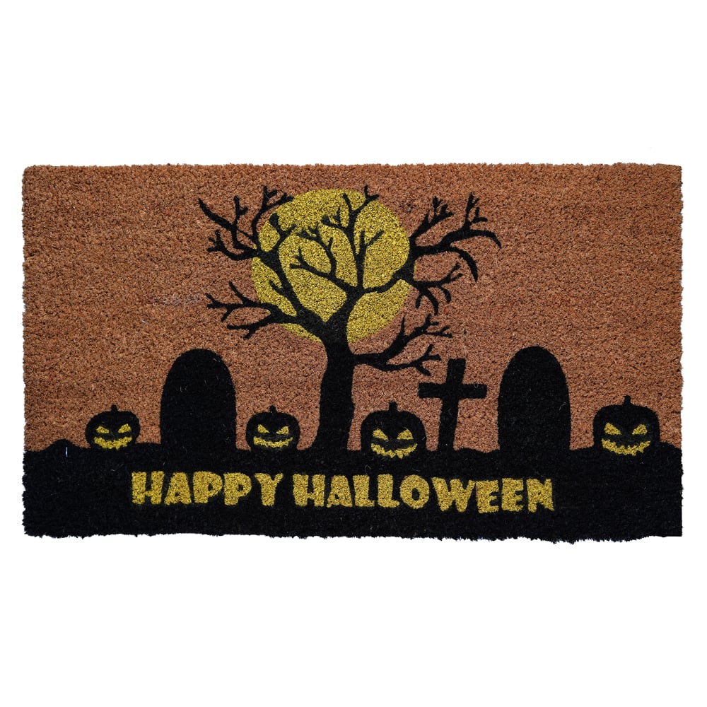 HALLOWEEN  CAPACHO DECORATIVO CEMITERIO 33X60cm (COLORIDO)