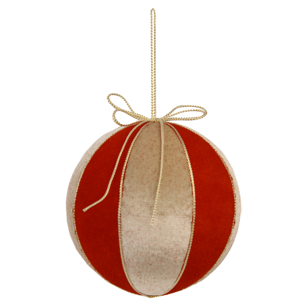 BOLA DECORADA NATAL (VERMELHO CHAMPANHE) 15cm