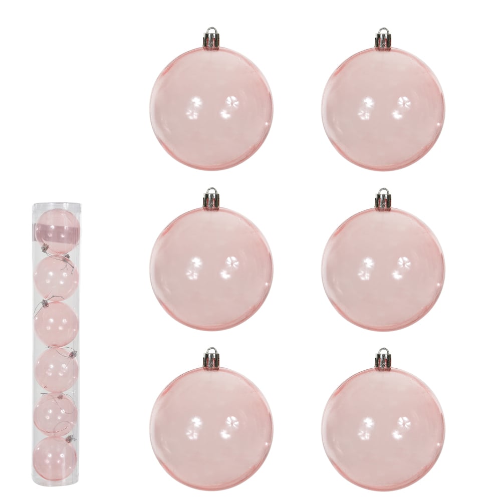 BOLA TRANSPARENTE TUBO C/6 UND (ROSA) 8D
