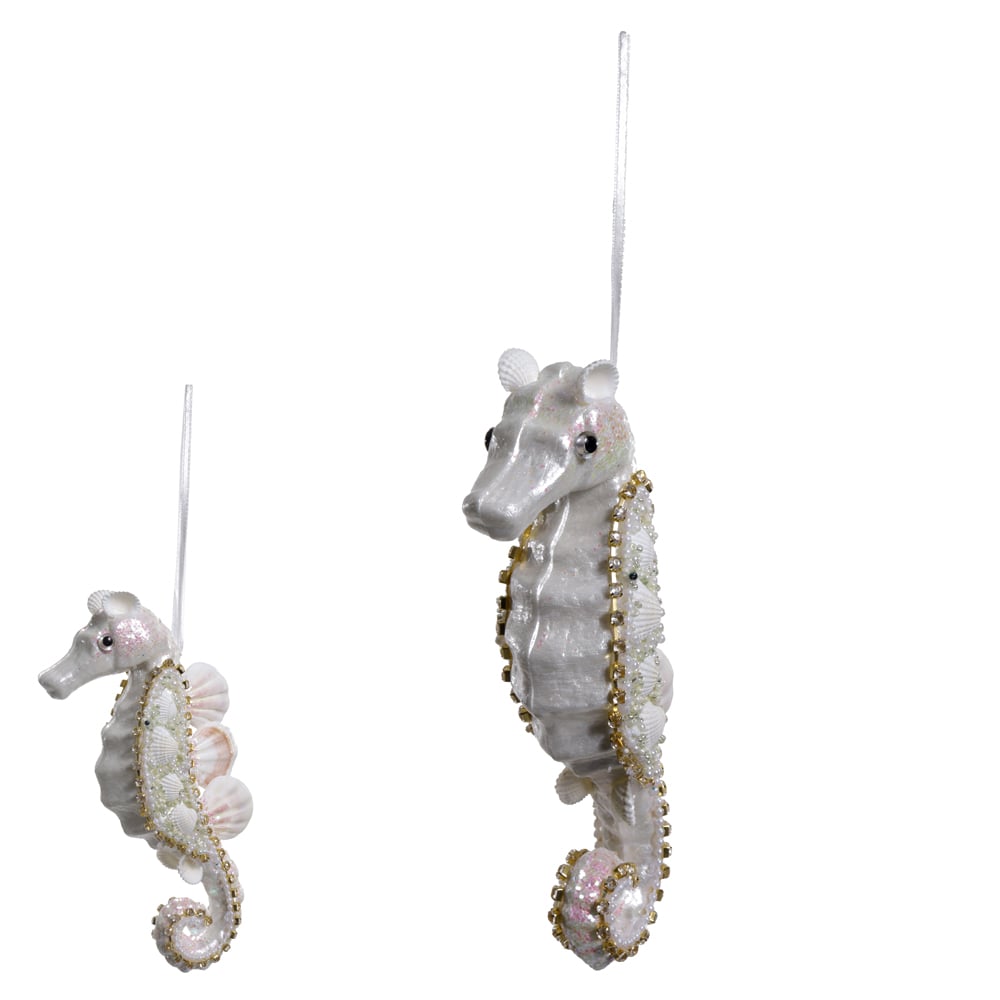 ENFEITE NATAL CAVALO MARINHO (CREME) 21cm