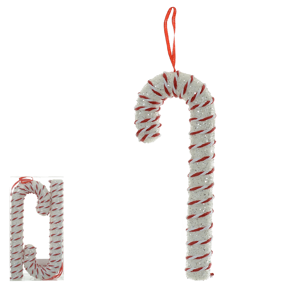 ENFEITE NATAL BENGALA C/4 UND PVC (BRANCO) 21X8cm