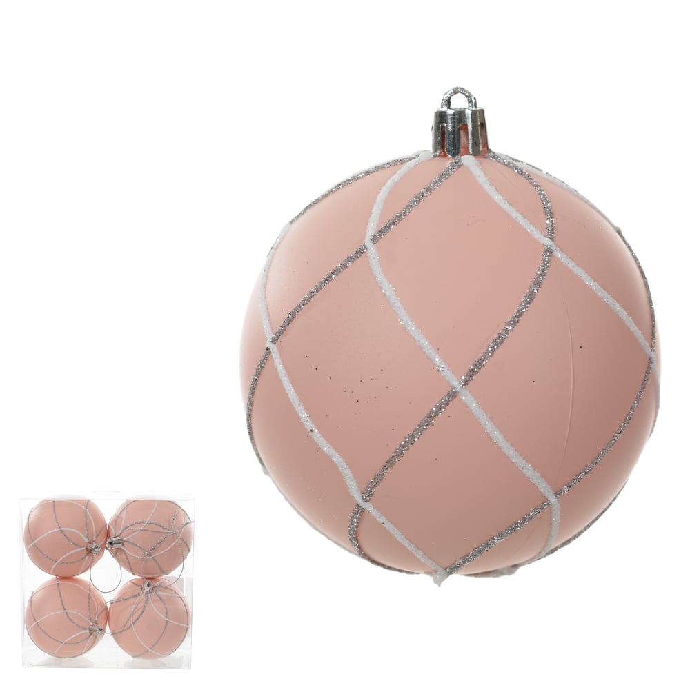 BOLA DECORADA NATAL (ROSA) 8cm