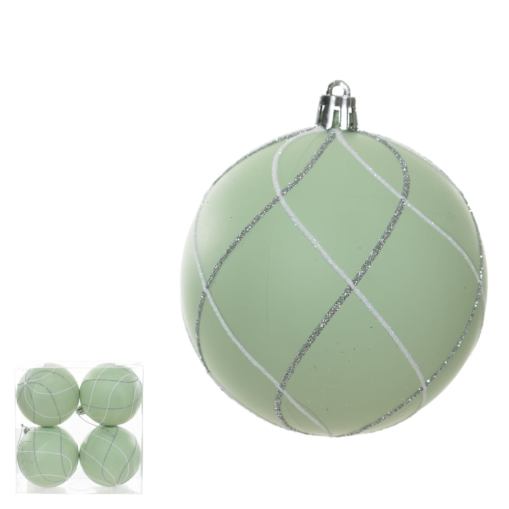 BOLA DECORADA NATAL (VERDE) 8cm