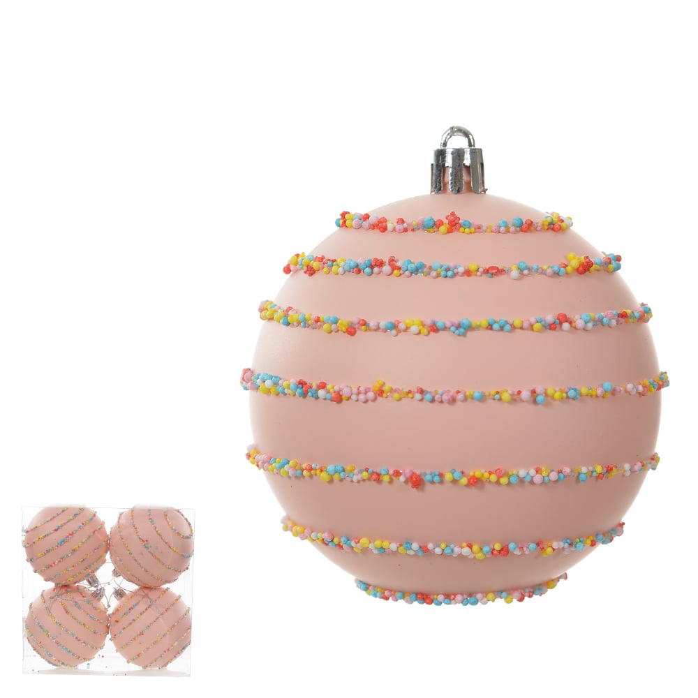 BOLA DECORADA NATAL (ROSA) 8cm