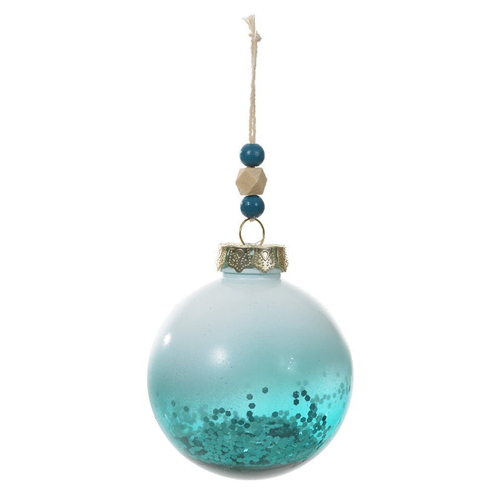 BOLA DECORADA NATAL (AZUL) 8cm