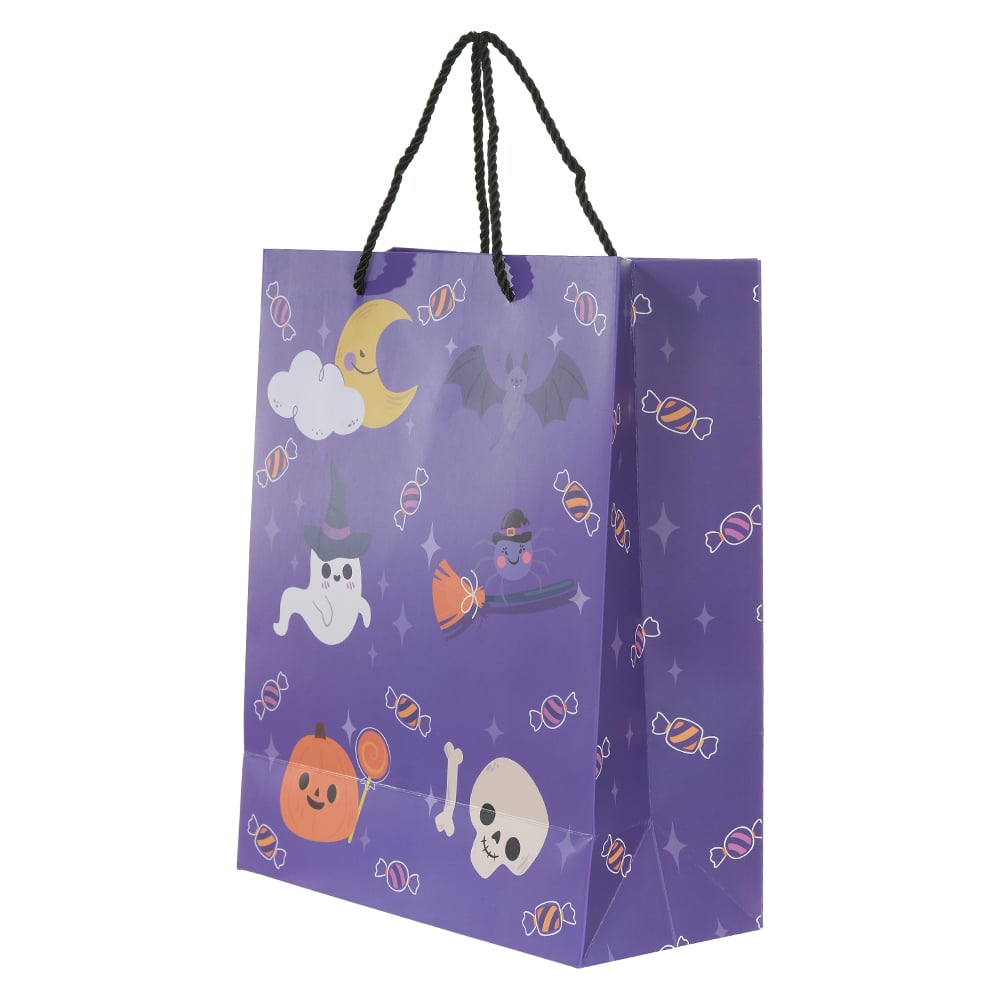 SACOLA DE PAPEL DOCES OU TRAVESSURAS (ROXO) 32X26X12cm