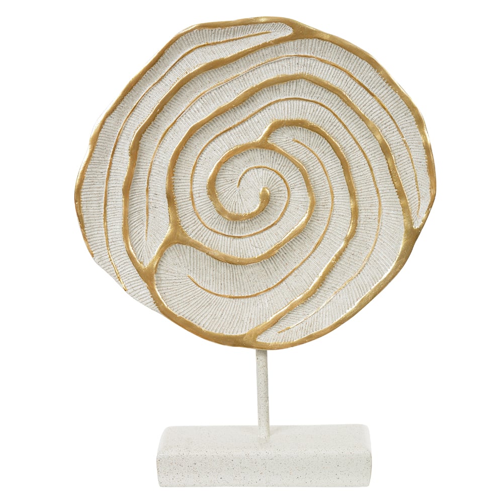 ESCULTURA DECORATIVA POLIRESINA (BRANCO DOURADO) 33X25,5X6cm