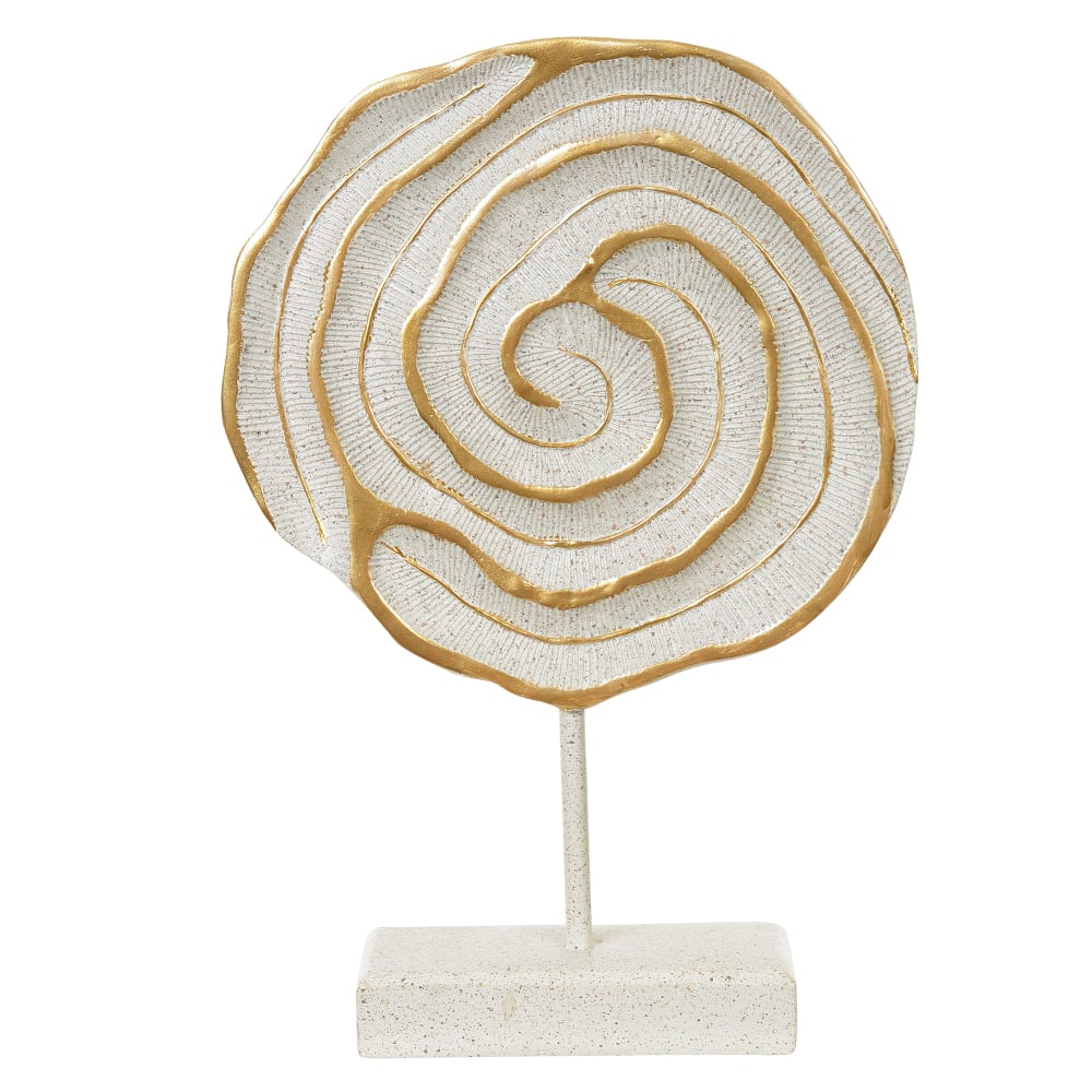 ESCULTURA DECORATIVA POLIRESINA (BRANCO DOURADO) 30,5X21,6X6cm