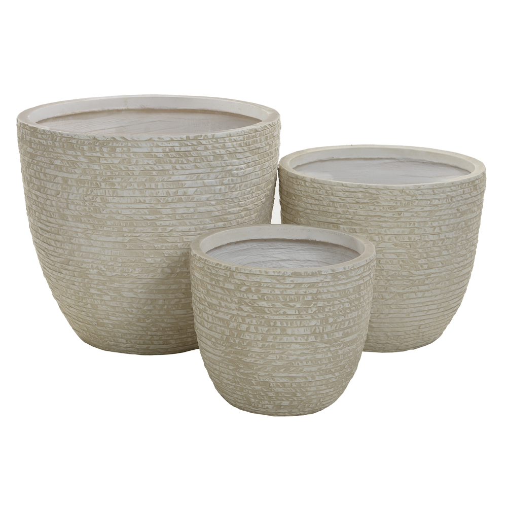 VASO FIBROCIMENTO C/3 UNI (OFF WHITE) 38,5cm