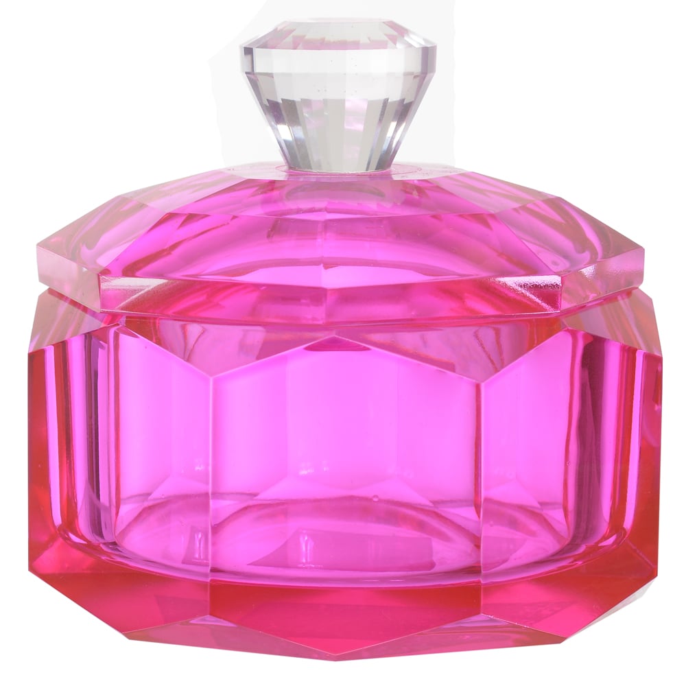 CAIXA DECORATIVA CRISTAL (ROSA) 10X10X10cm