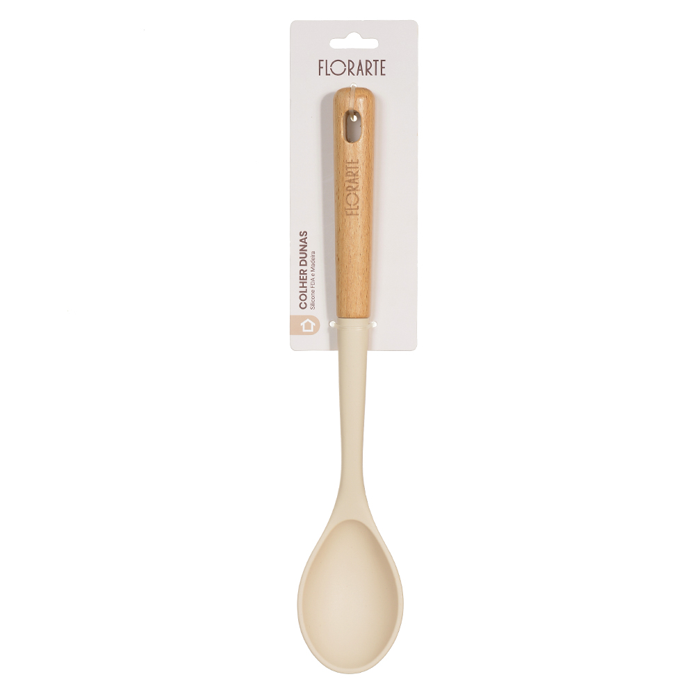 COLHER SILICONE 32cm COM CABO MADEIRA DUNAS (BEGE)