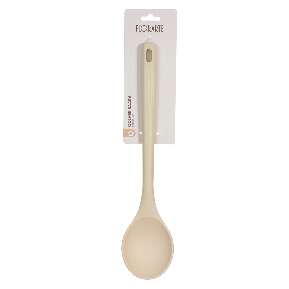 COLHER SILICONE 32cm C/ CABO CANELADO SAARA (BEGE)
