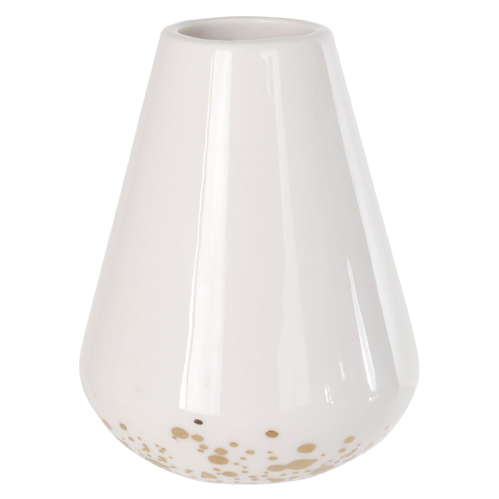 VASO DECORATIVO PORCELANA (BRANCO DOURADO) 10,3cm 8d