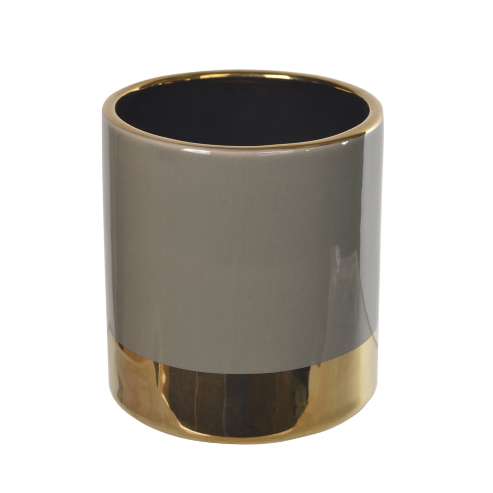 VASO DECORATIVO CERAMICA (CINZA DOURADO) 11cm 10,2d