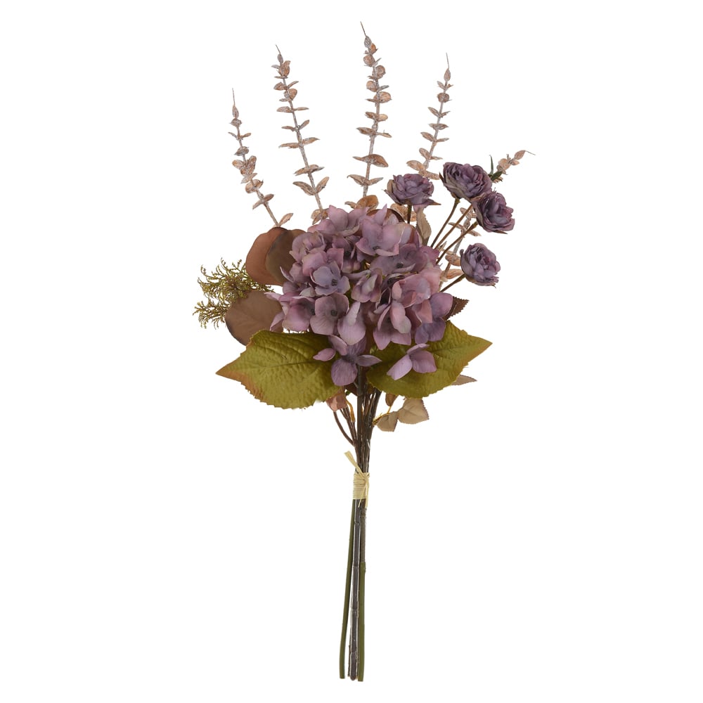 B.HORTENSIA RAMALHETE C/ FITA (LILAS OUTONO) 55cm