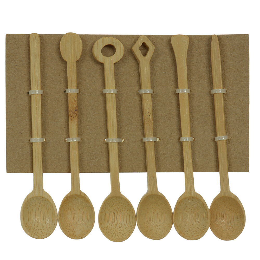 COLHER DE CHA BAMBU 11,5cm C/ 6 PECAS (BEGE)