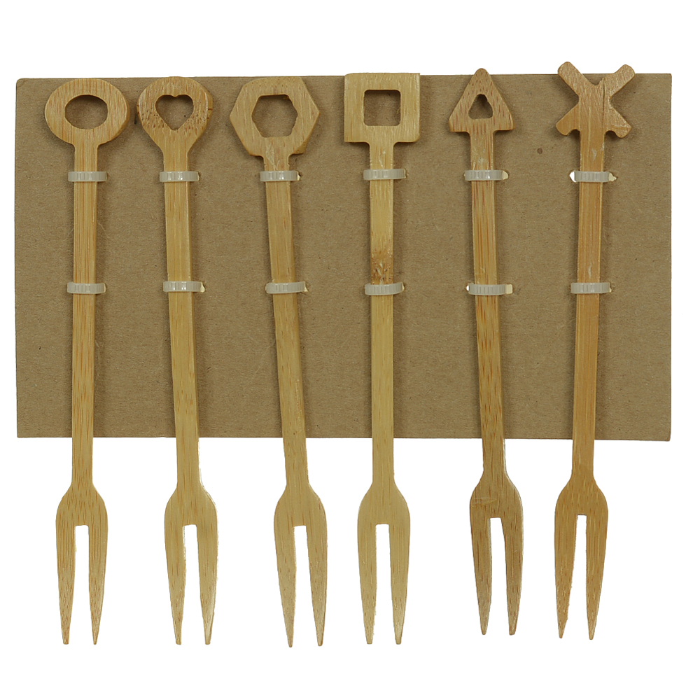 GARFO FRUTA BAMBU 12cm C6/ PECAS (BEGE)