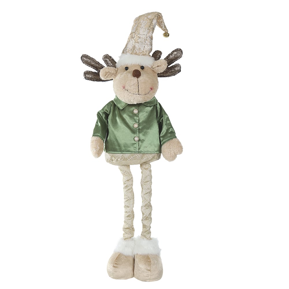 BONECO NATAL RENA EM PE C/EXTENSOR (VERDE DOURADO) 1m