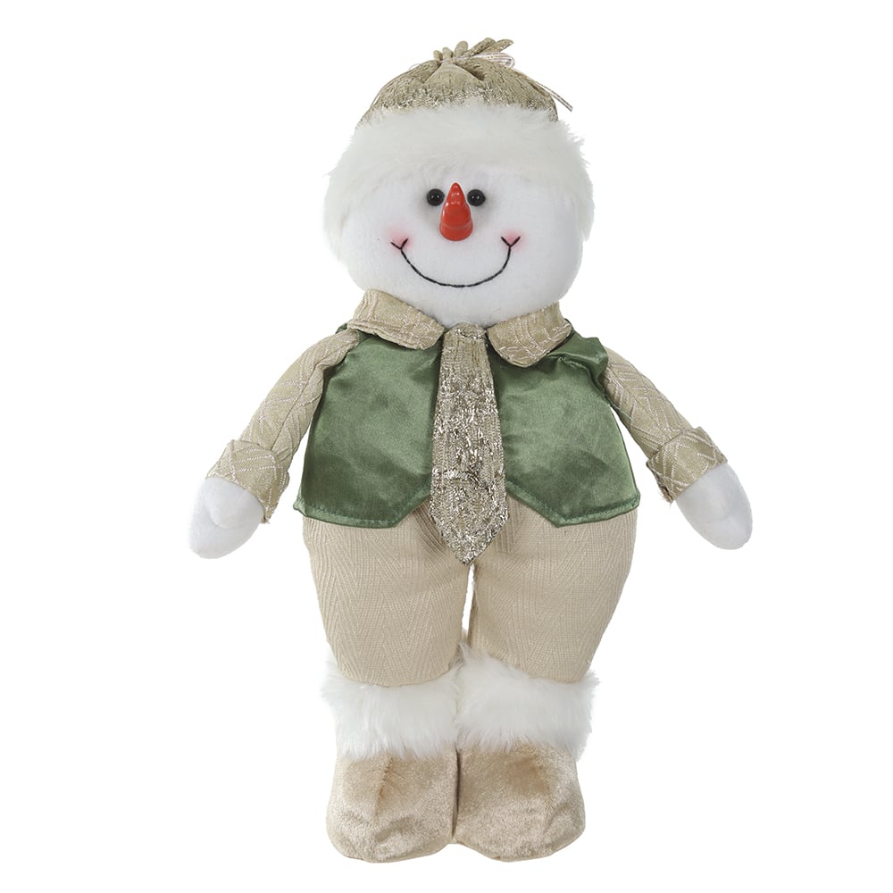 BONECO DE NEVE NATAL EM PE (VERDE DOURADO) 38cm