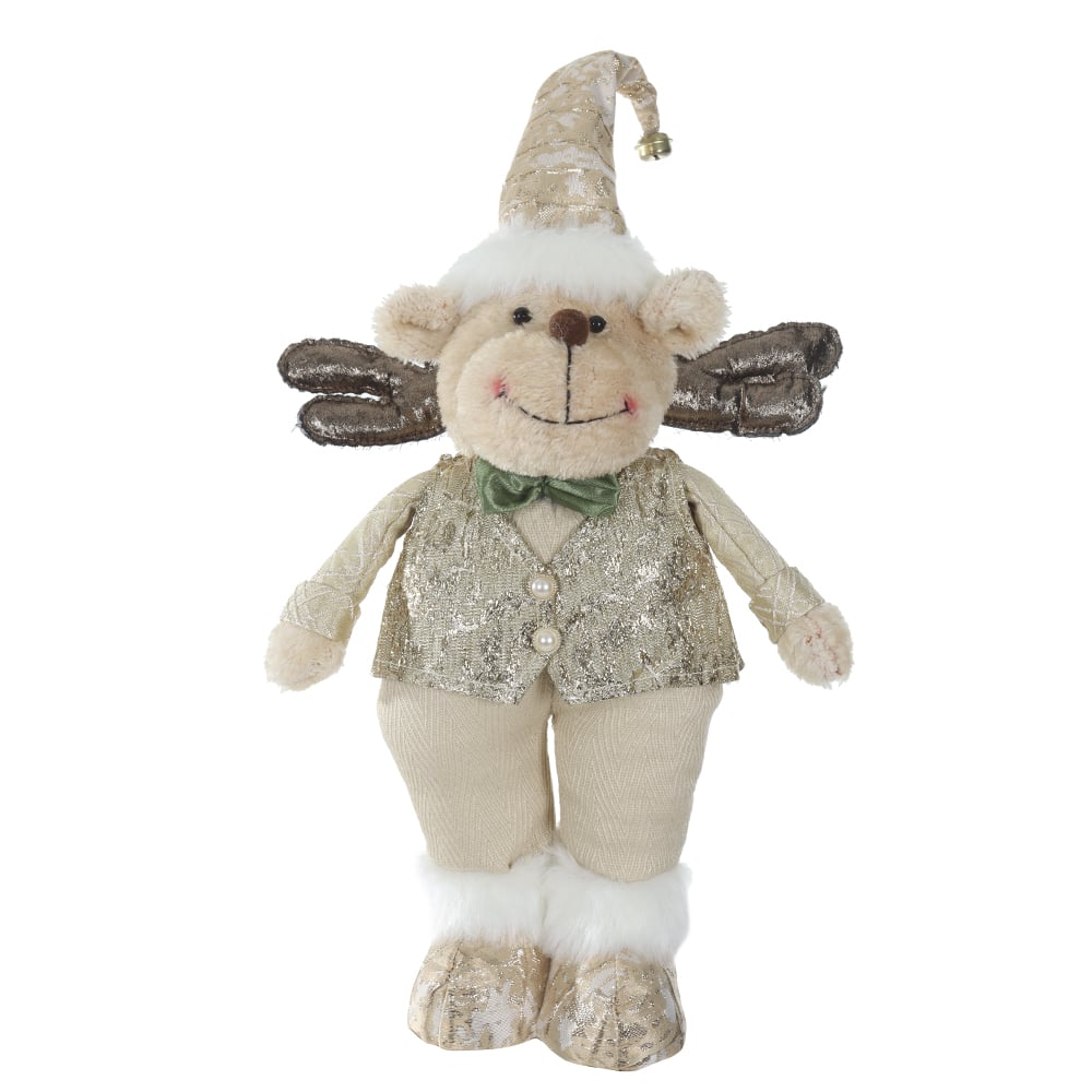 BONECO NATAL RENA EM PE (VERDE DOURADO) 38cm