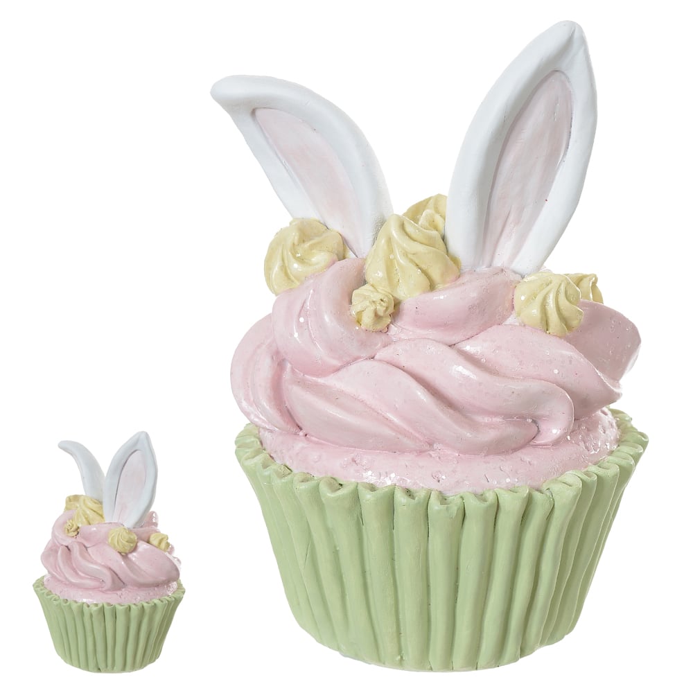 RESINA DECORATIVA CUPCAKE (ROSA VERDE) 15cm