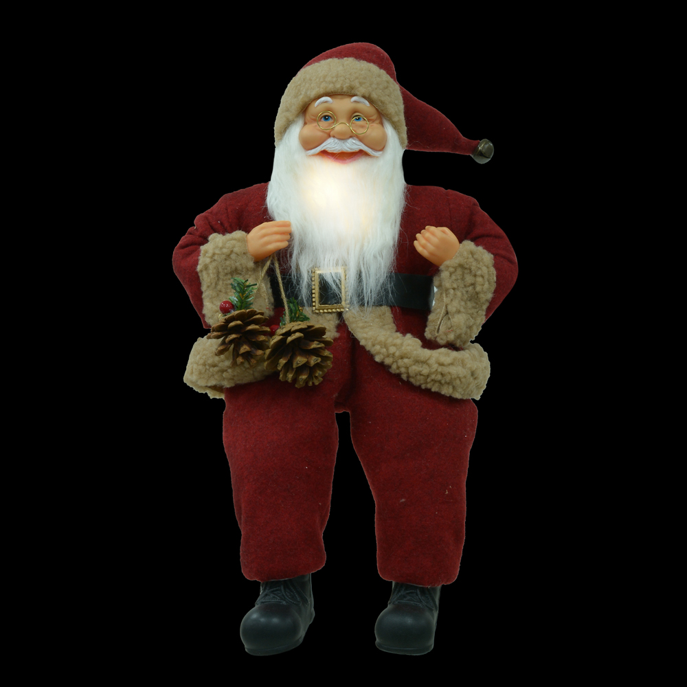PAPAI NOEL NATAL SENTADO C/LED (VERMELHO MARROM) 40cm