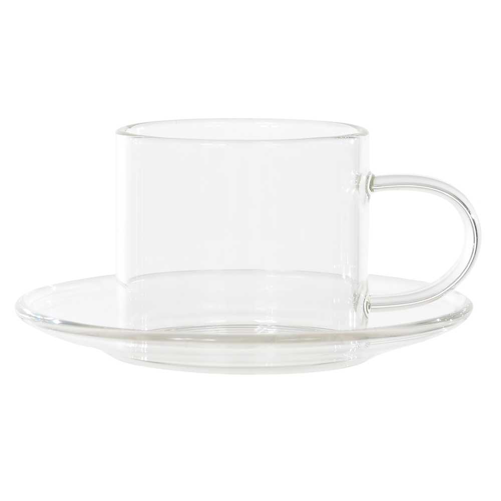 CJ XICARAS CAFE VIDRO BORO 70ml 5X5,5X7,5cm C/PIRES C/4 PCS (TRANSPARENTE)