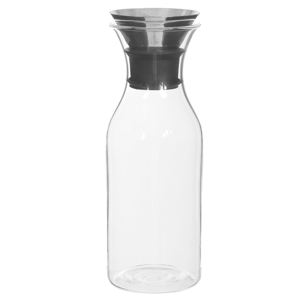 GARRAFA VIDRO BORO 900ml 26X9cm C/TAMPA ACO INOX (TRANSPARENTE)