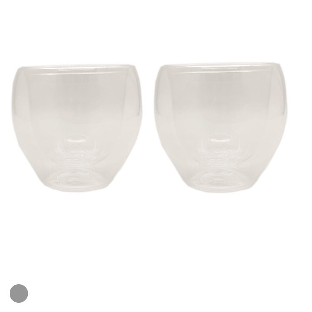 CONJUNTO COPOS VIDRO BORO 90ml 6,5X7cm CAFE PAREDE DUPLA C/2 PCS (TRANSPARENTE)