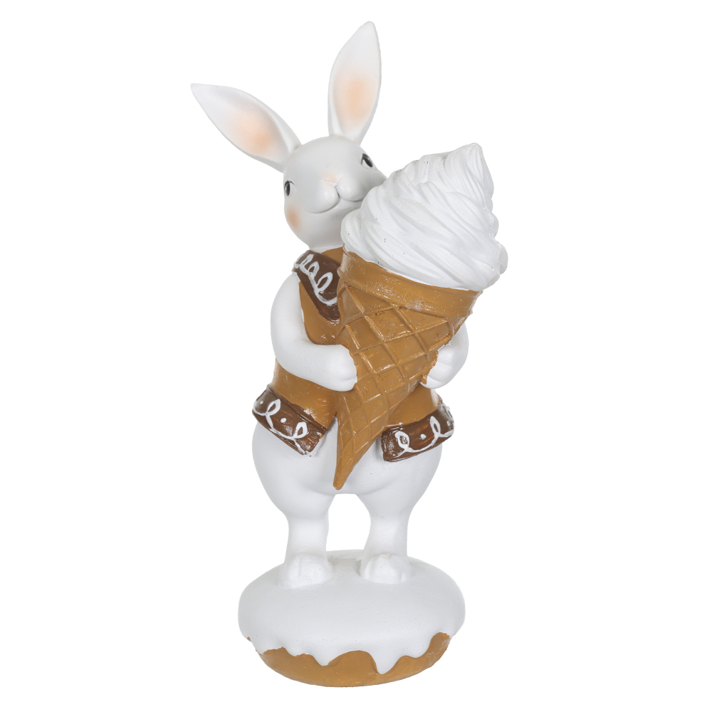 COELHO RESINA C/SORVETE (BRANCO MARROM) 18cm