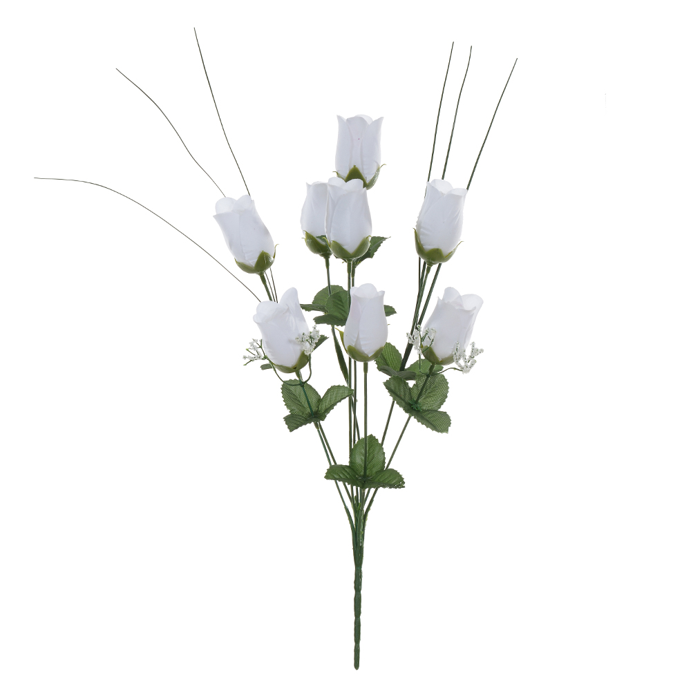 B.ROSA BOTAO AVELUDADO X8 (BRANCO) 42cm