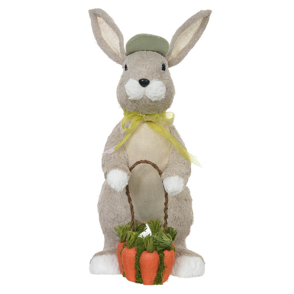 COELHO MACHO EM PE PALHA CESTA (BEGE) 63X24X29CM