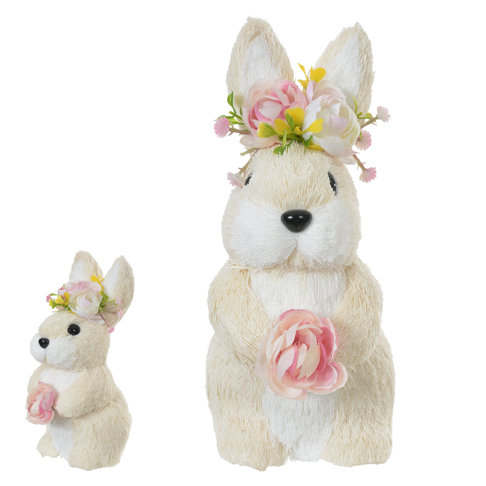 COELHO FEMEA PALHA FLOR (BEGE) 21X9X12CM