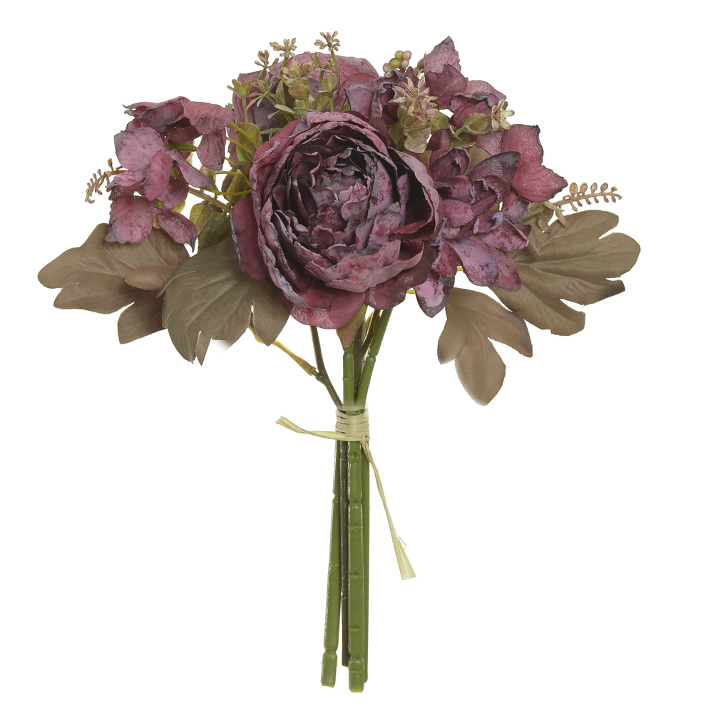 B.PEONIA RAMALHETE C/ FITA X5 (BEAUTY OUTONO) 30cm
