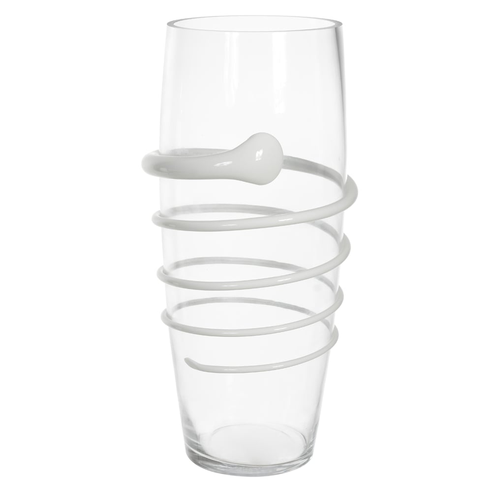 VASO DECORATIVO VIDRO (TRANSPARENTE BRANCO) 35cm 15d
