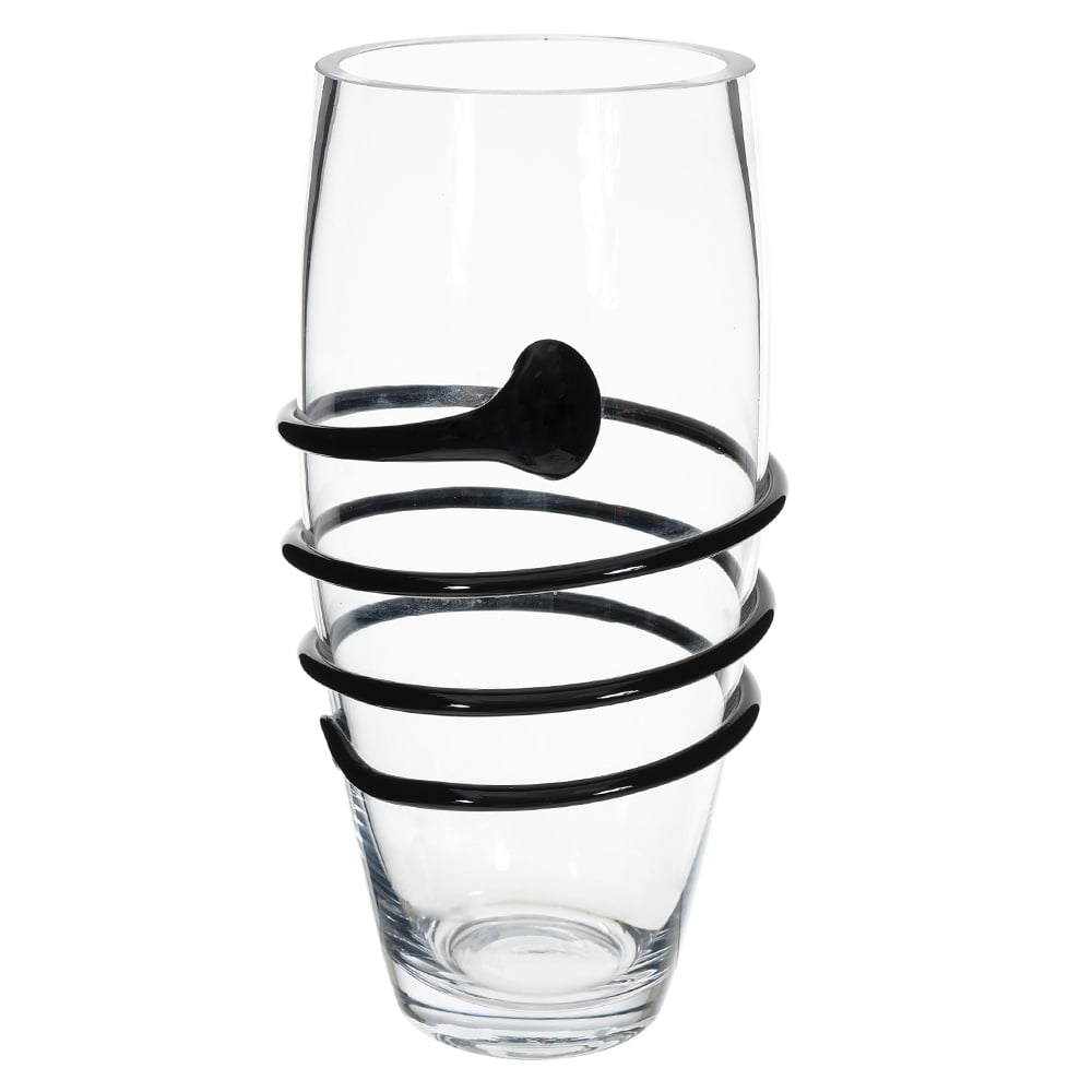 VASO DECORATIVO VIDRO (TRANSPARENTE PRETO) 25,5cm 13d
