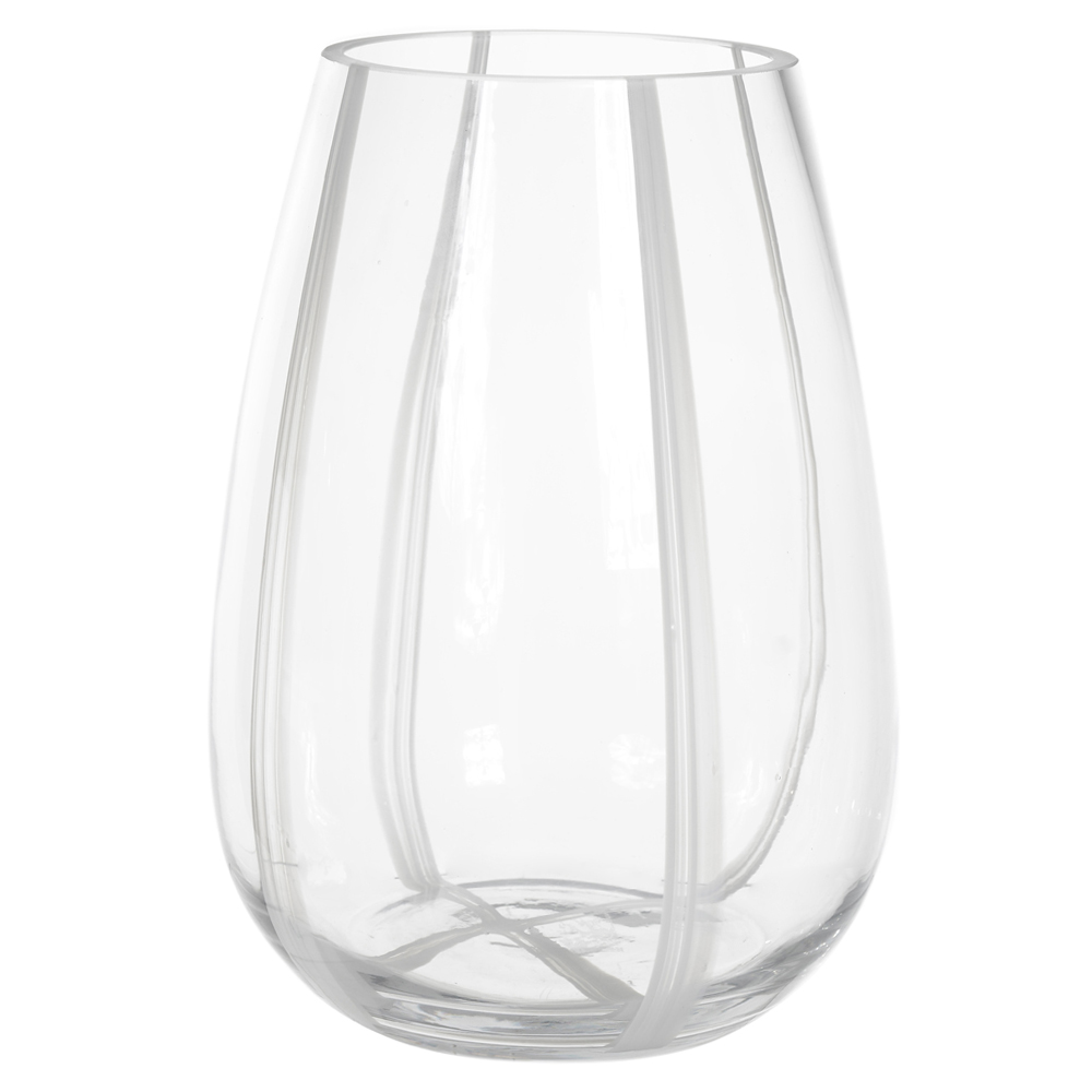 VASO DECORATIVO VIDRO (TRANSPARENTE BRANCO) 26cm 18,5d