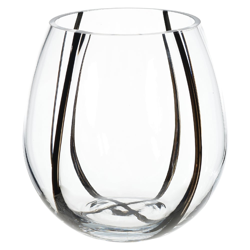 VASO DECORATIVO VIDRO (TRANSPARENTE PRETO) 17cm 16,5d