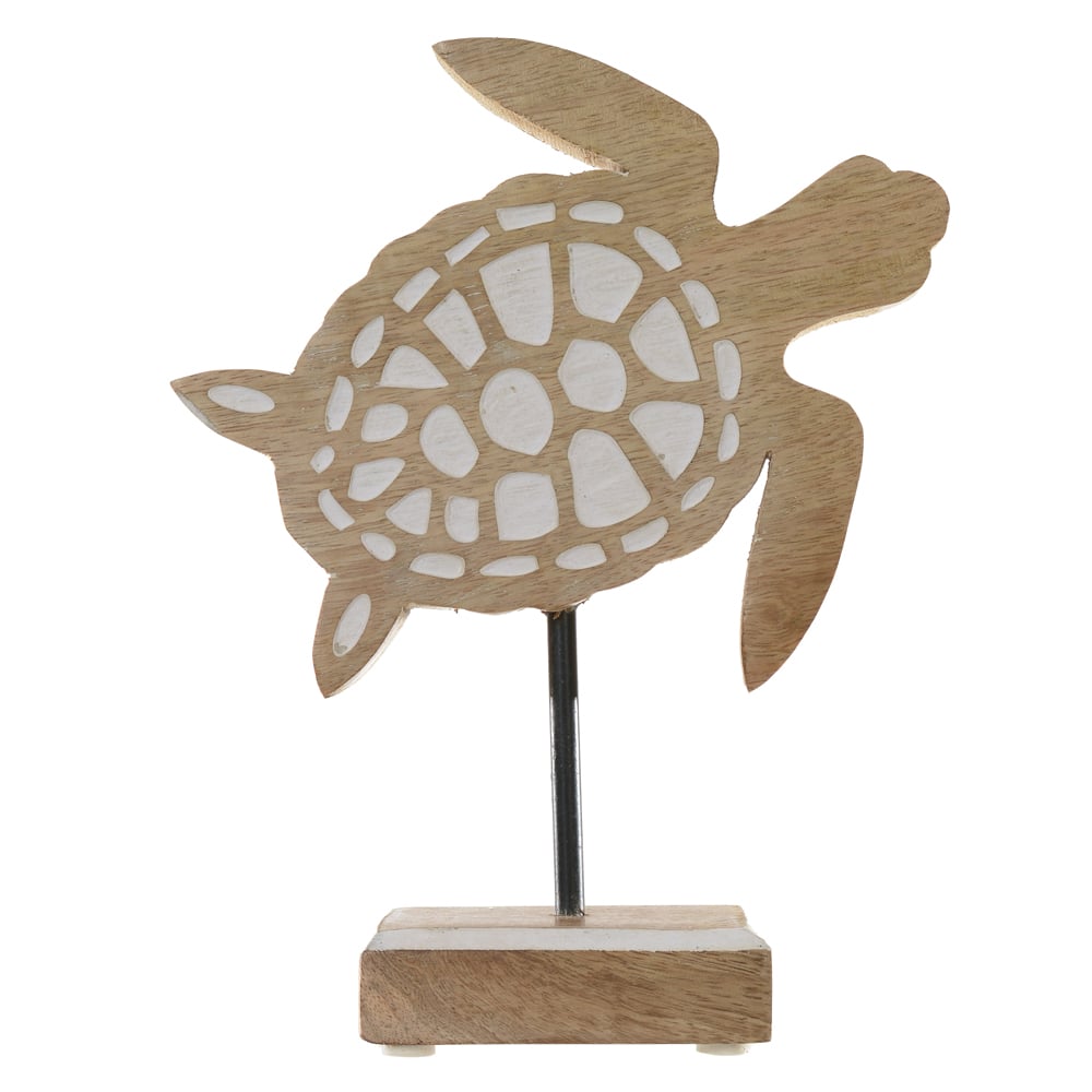 ESCULTURA DECORATIVA MADEIRA TARTARUGA (BEGE BRANCO) 19,5X15X5cm