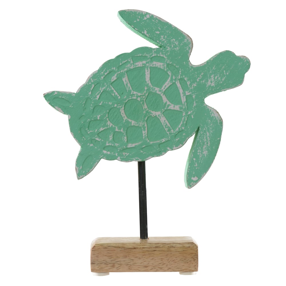ESCULTURA DECORATIVA MADEIRA TARTARUGA (VERDE) 19,5X15X5cm