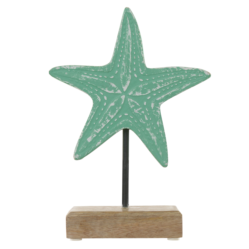 ESCULTURA DECORATIVA MADEIRA ESTRELA (VERDE) 20,5X15X5cm
