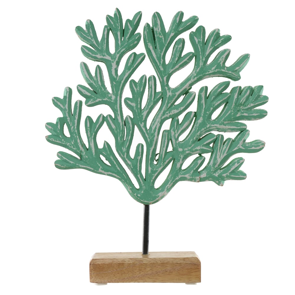 ESCULTURA DECORATIVA MADEIRA CORAL (VERDE) 24X20X5cm