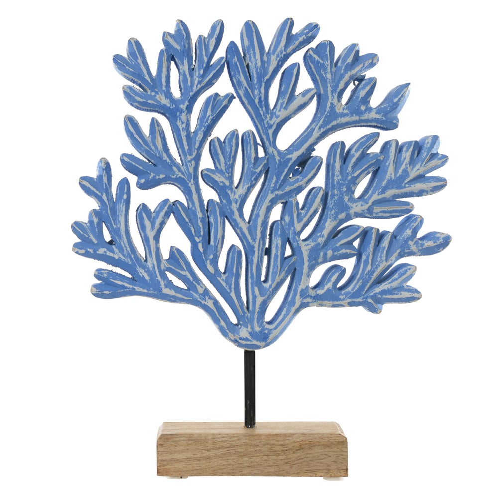 ESCULTURA DECORATIVA MADEIRA CORAL (AZUL) 24X20X5cm