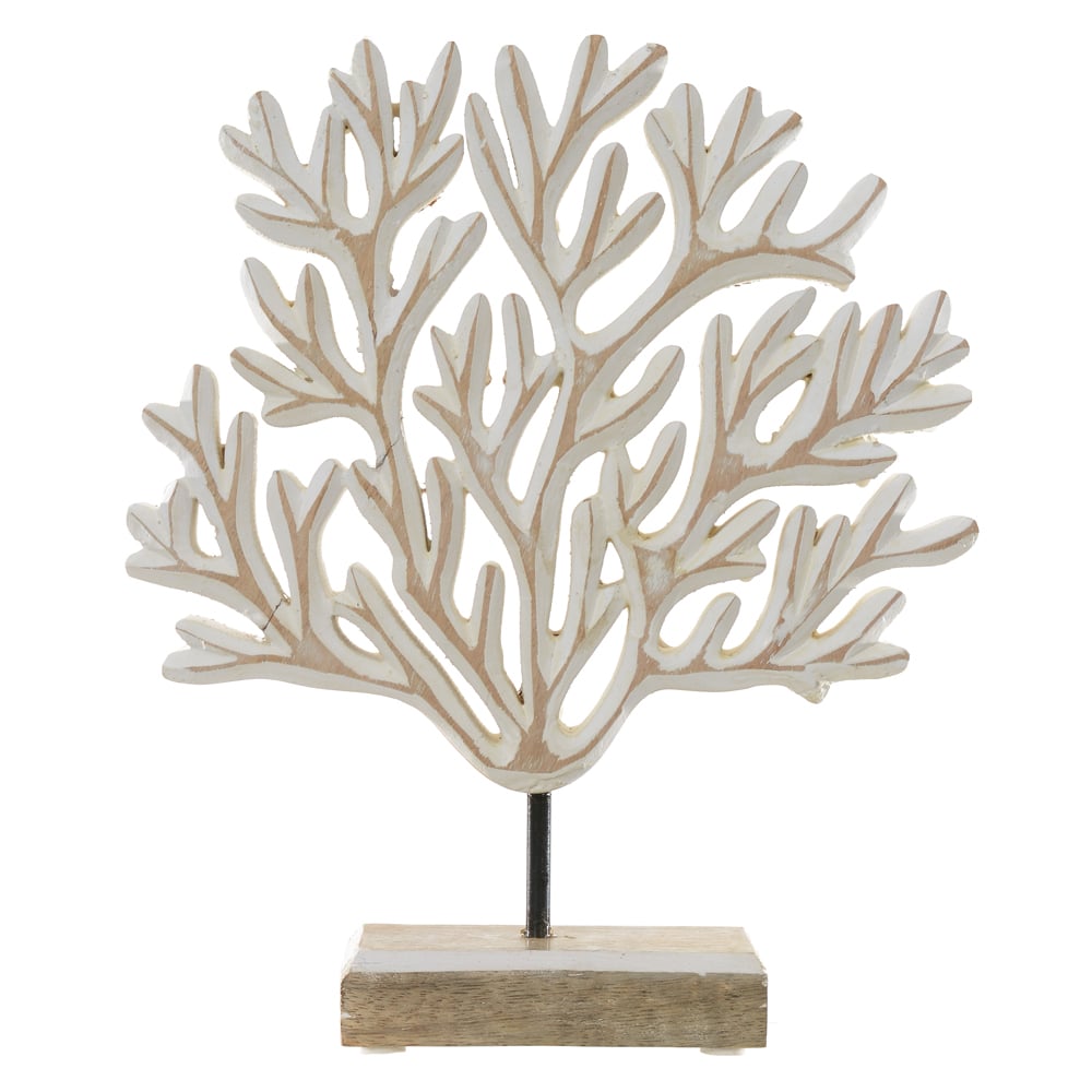 ESCULTURA DECORATIVA MADEIRA CORAL (BRANCO) 24X20X5cm
