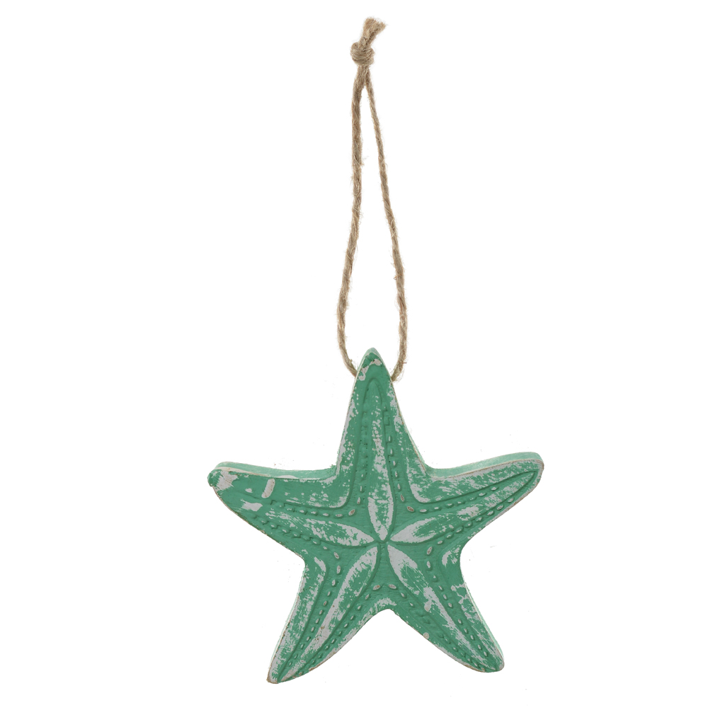ESCULTURA DECORATIVA MADEIRA ESTRELA (VERDE) 8,5X8,5X1cm