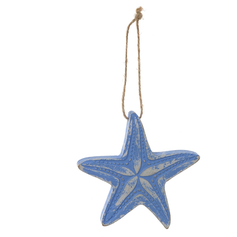 ESCULTURA DECORATIVA MADEIRA ESTRELA (AZUL) 8,5X8,5X1cm
