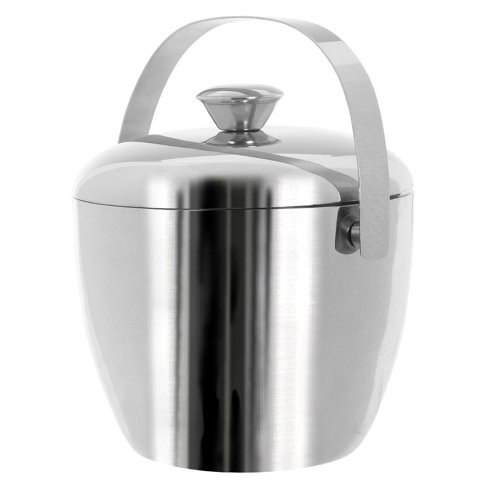 BALDE GELO ACO INOX 1750ml 17,5X16cm C/ ALCA E TAMPA CLASSIC (PRATA)