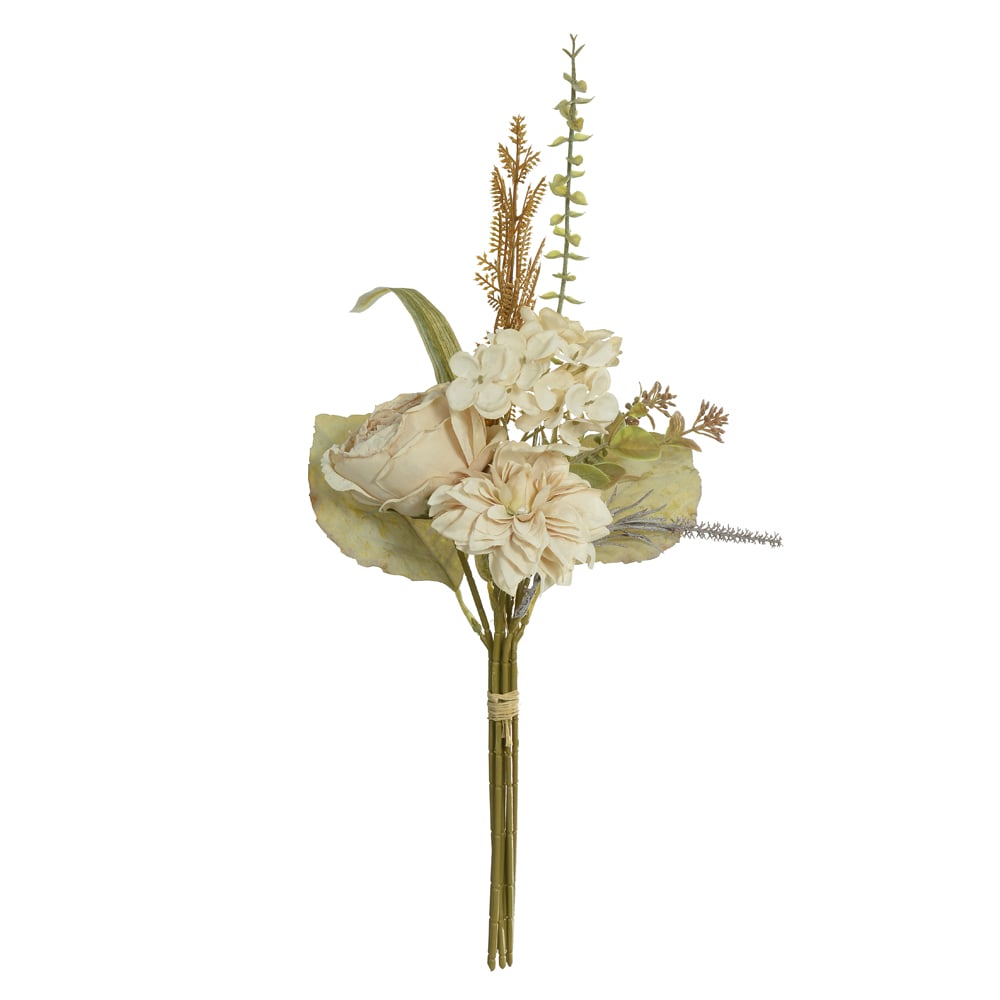 B.PEONIA MISTO RAMALHETE C/ FITA X7 (CREME) 42cm