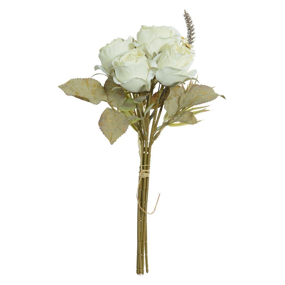 B.ROSA RAMALHETE C/ FITA X7 (BRANCO) 30cm